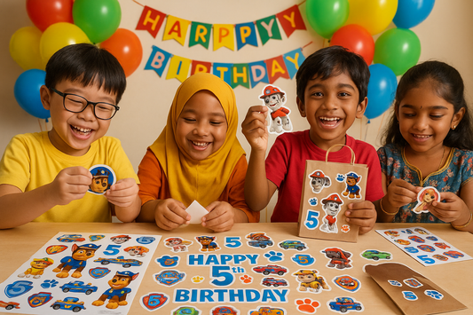 have the kids to be Singaporean races like Chinese , Malay and indian and include paw patrol 5th  birthday